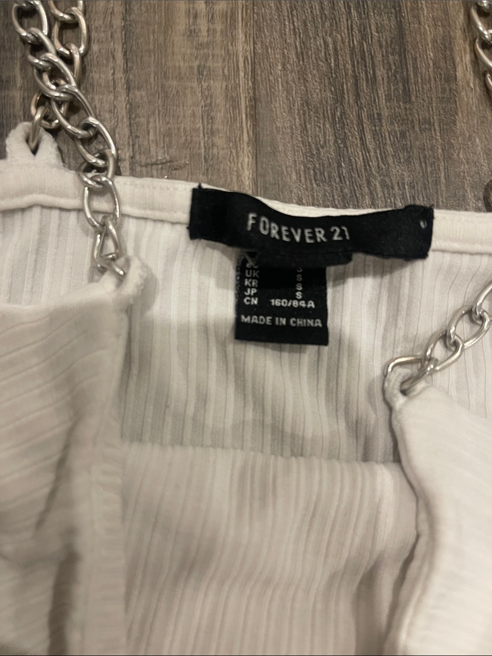 White Ribbed Chain-Strap Cami Top - Picture 2 of 2